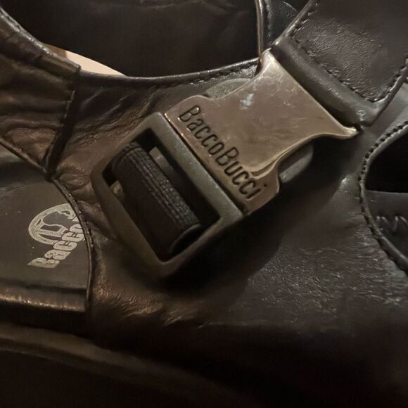 Bacco Bucci Sandals Black Leather - Made In Italy - Picture 3 of 9